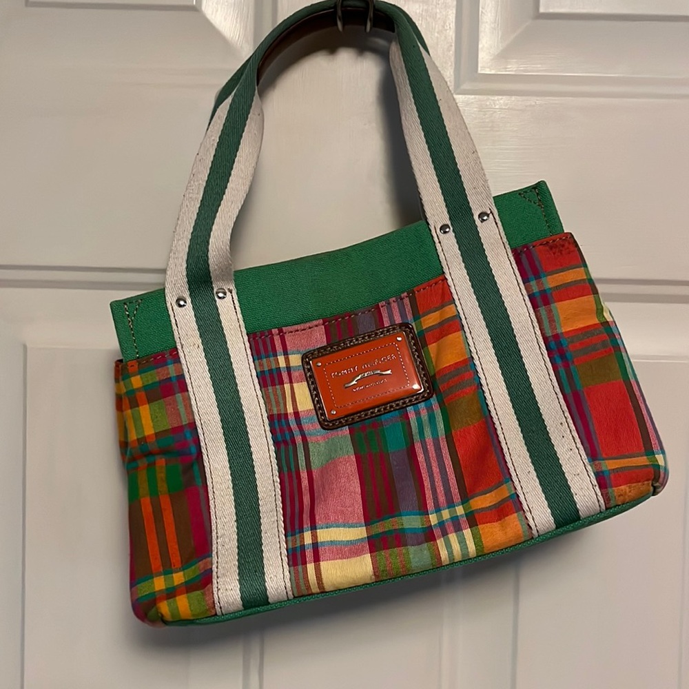 Tommy Hilfiger Green & Pink Madras Canvas Tote